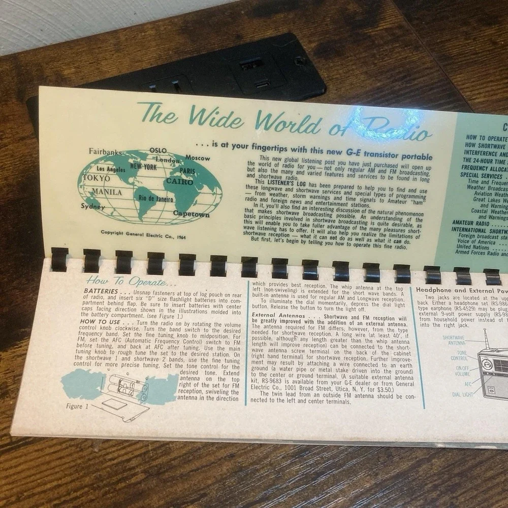 Vtg General Electric Radio Listener's Log Shortwave Station Guide P990‎ 1964